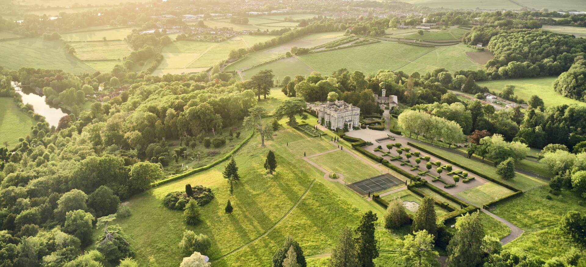 birds eye view of the grounds of hedsor house in Buckinghamshire