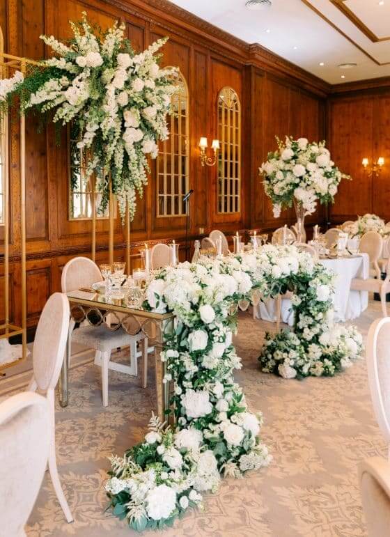 Dry hire country house wedding venue with picturesque flower decorations
